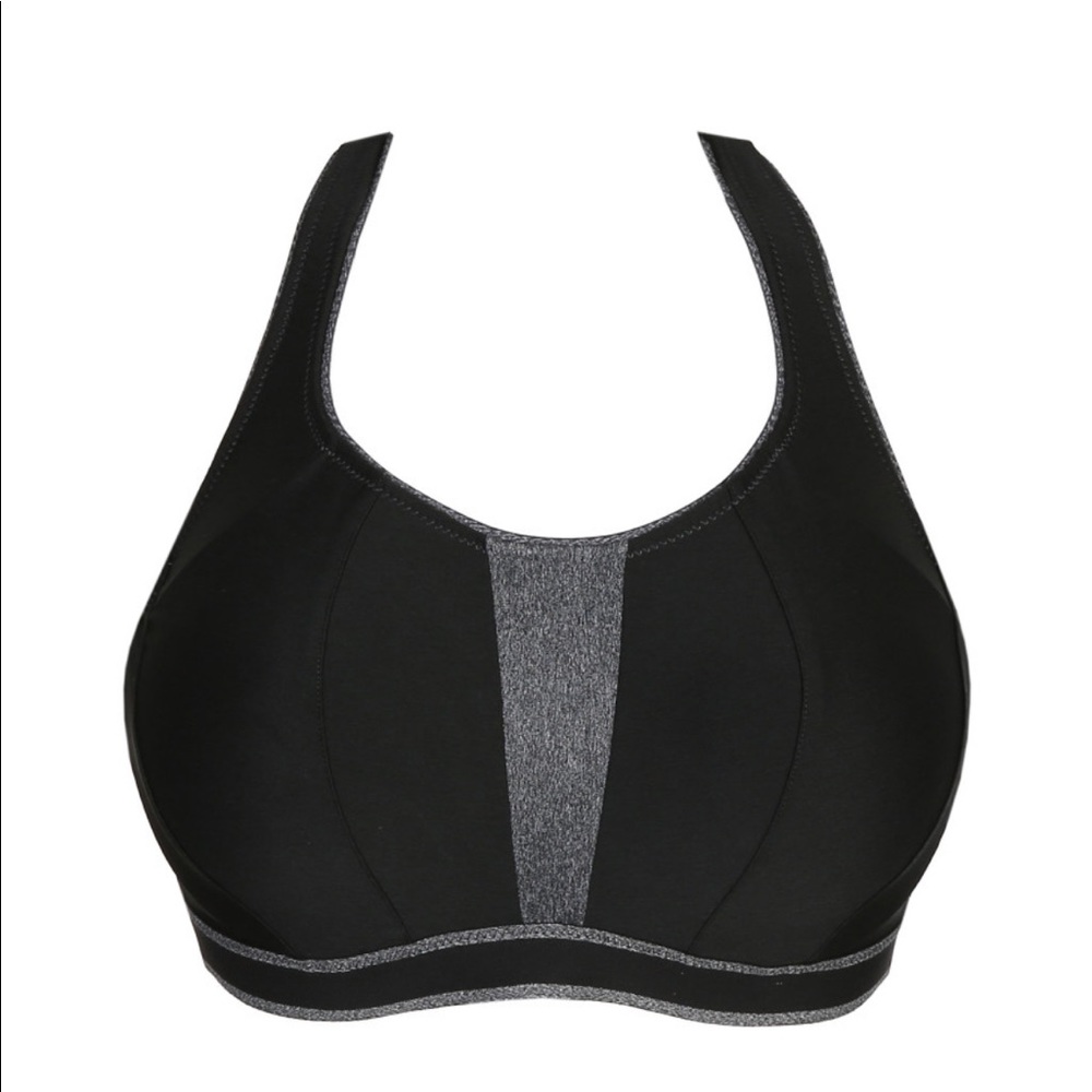 Prima Donna Black Sports Bra with Heather Gray Panel